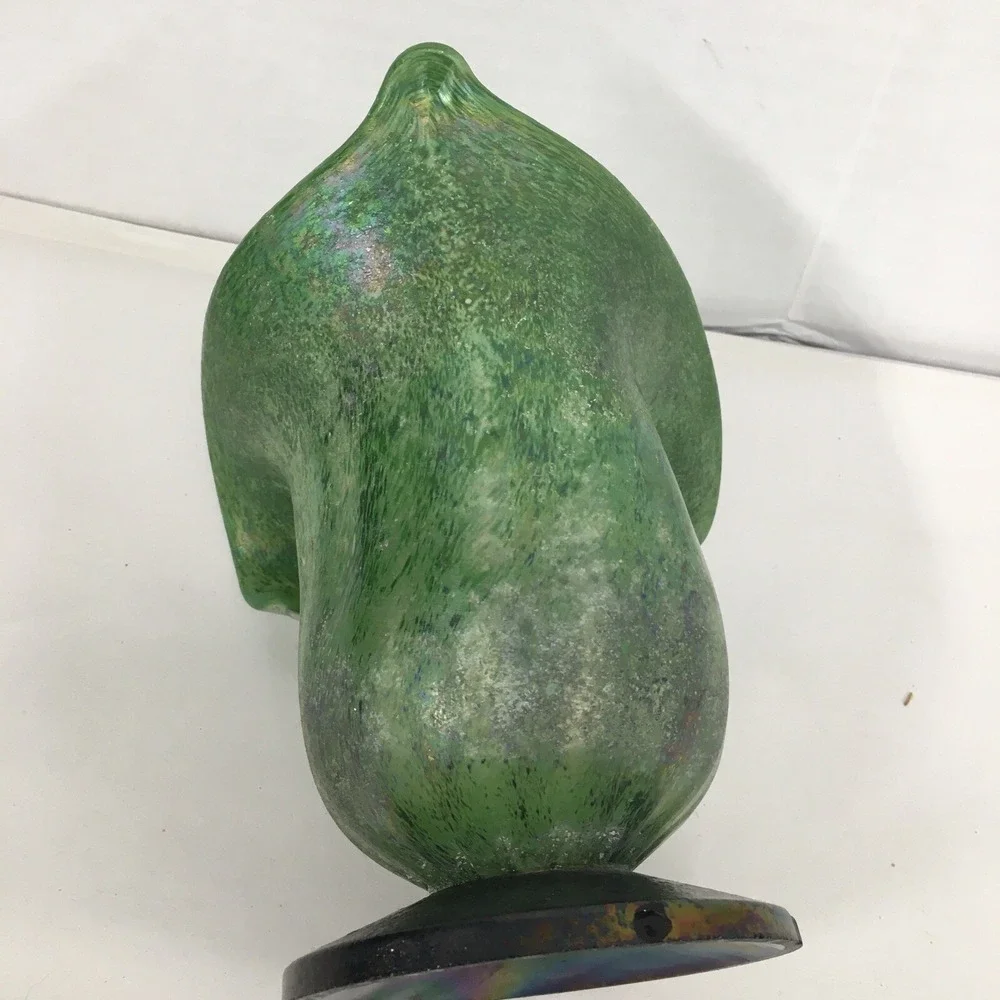 Vintage Murano Green Lily glass Vase Candle Holder made in Italy Sarreid ltd.